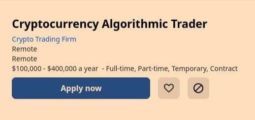 الراتب السنوي للمتداول الخوارزميّ في السوق المشفر يصل إلى 400 ألف دولار، مما يعن...