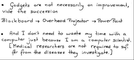 دايكسترا محتقرا الطرق الحديثة في التدريس ومفضلا لوح الطباشير على شرائح البور بوي...